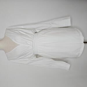 Onia White V-Neck Elastic Waist Long Sleeve Dress